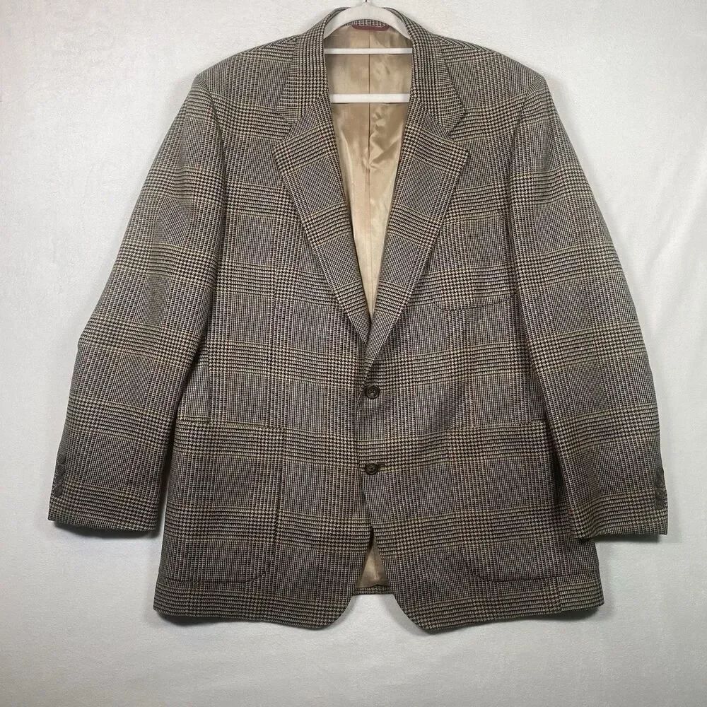 Jos. A. Bank 100% Wool Sport Coat Men’s 44L Glen Plaid Blazer Made in USA